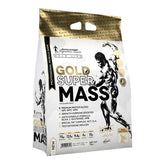 Gold Super Mass 7kg bag by Kevin Levrone for muscle gain, featuring detailed nutrient information and a muscular design.